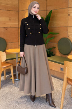 Alternative view of Double-Zippered Buttoned Knit Cardigan Black