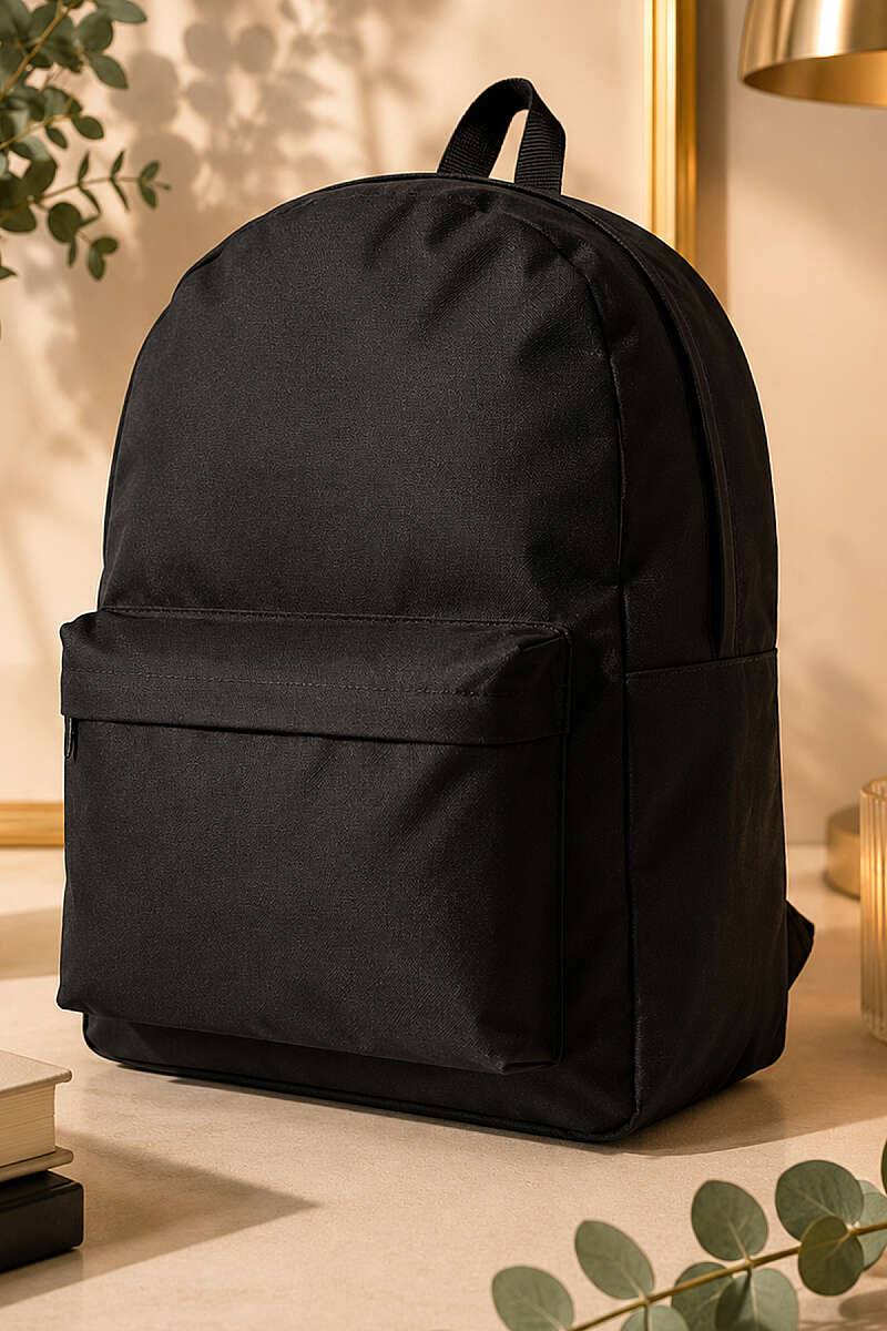 Double Zippered Backpack Black