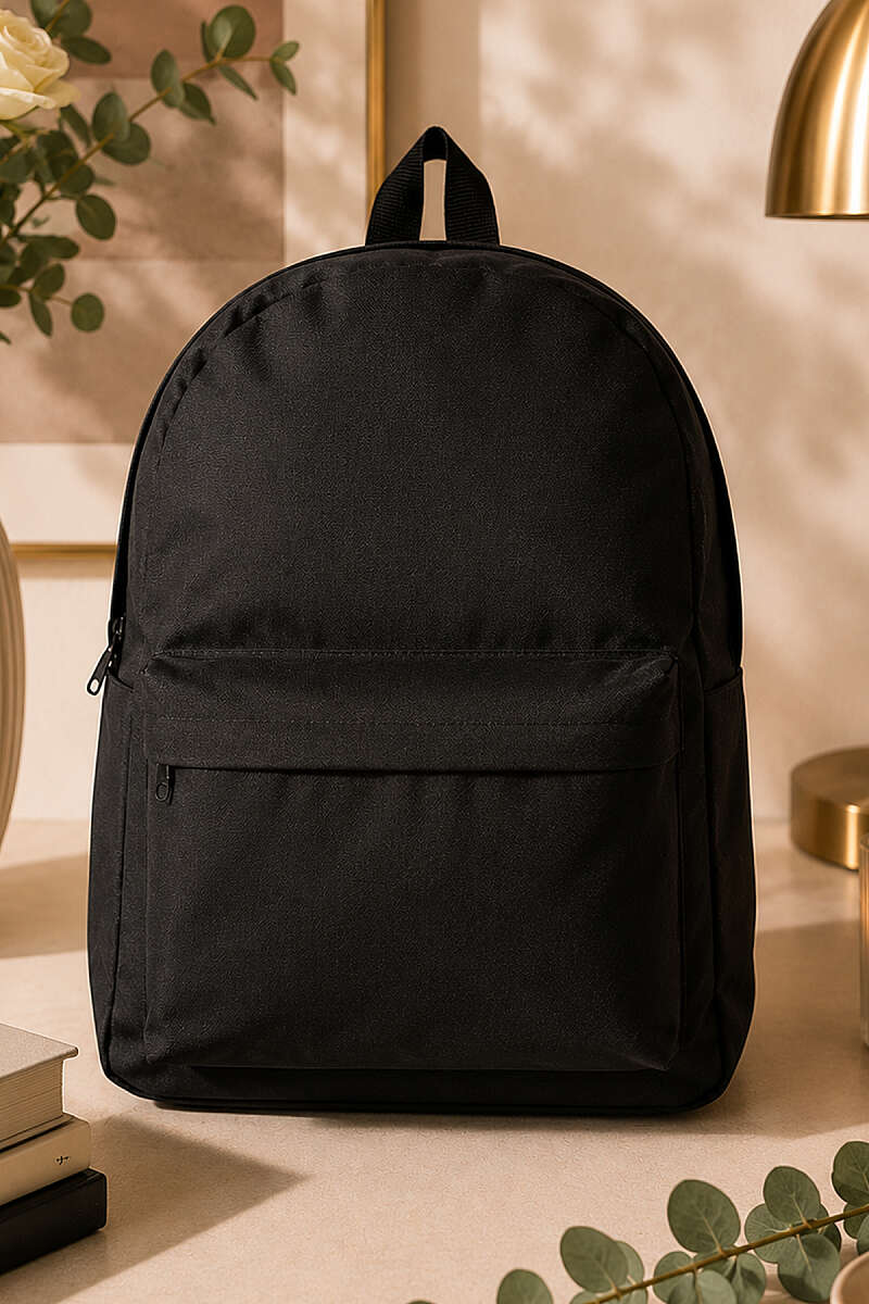 Double Zippered Backpack Black – Bild 2