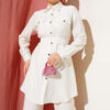 Double-Breasted Pocketed Belted Two-Piece Set Ecru - Image 2