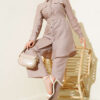 Double-Breasted Pocketed Belted Two-Piece Set Mink
