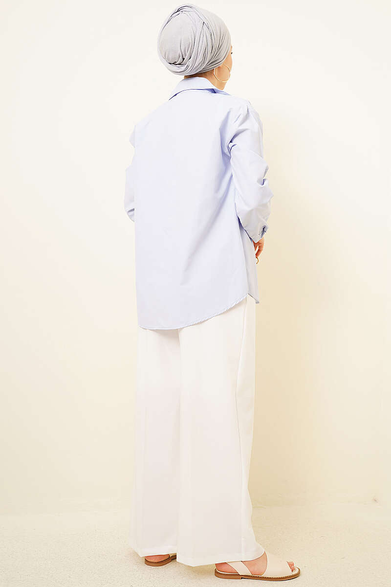 Double Pleated Wide Leg Trousers White – Image 3