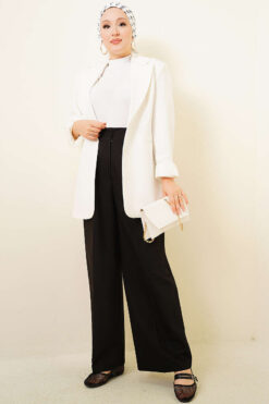 Alternative view of Double Pleated Wide Leg Trousers Black