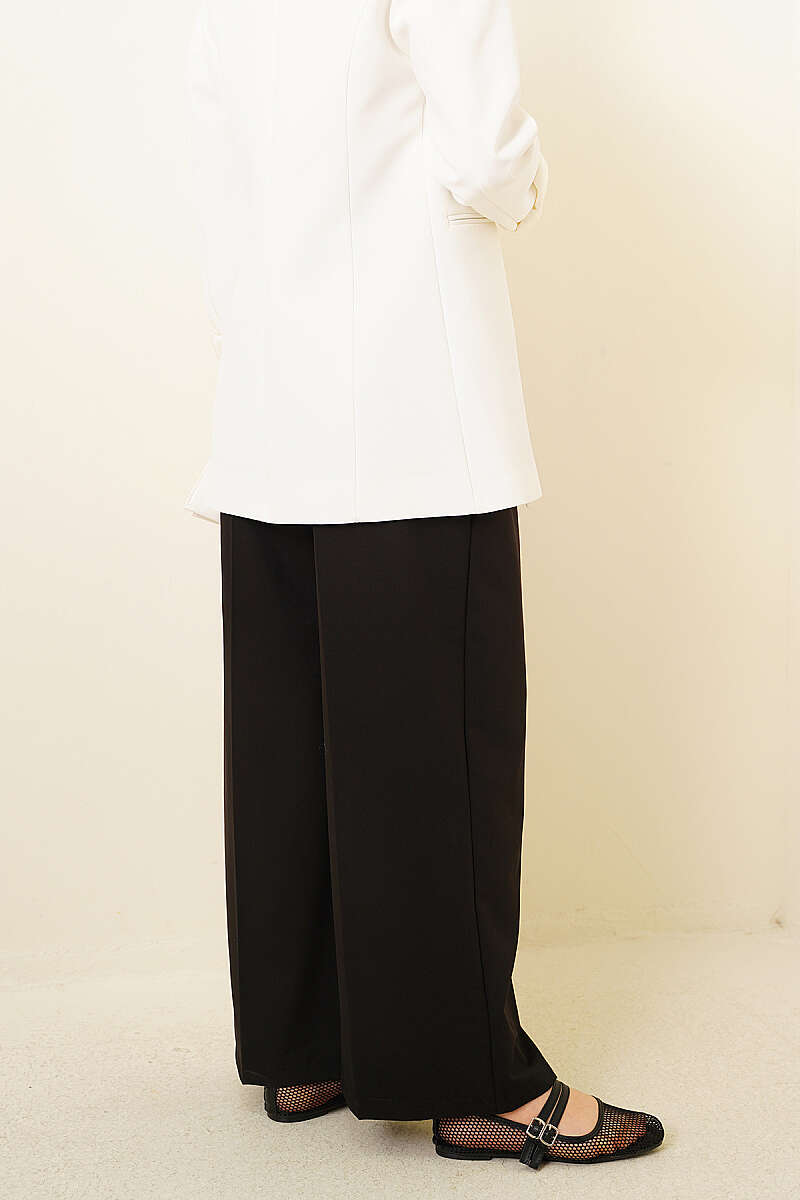 Double Pleated Wide Leg Trousers Black – Image 3