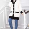 Two-Tone Knitted Hair-Pattern Cardigan Ecru - immagine 3