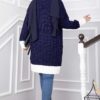 Two-Tone Knitted Hair-Pattern Cardigan Navy Blue – Bild 4
