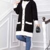 Two-Tone Knitted Hair-Pattern Cardigan Black - immagine 3