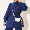 Two-Piece Set with Double Ruffles and Belt Navy Blue - Imagen 2