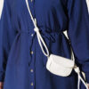 Two-Piece Set with Double Ruffles and Belt Navy Blue - Imagen 4