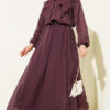 Double V Ruffled Skirt Set Plum