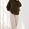 ⁦Reversible Zip-up Knit Cardigan Khaki⁩ - الصورة ⁦2⁩