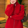 ⁦Reversible Zip-up Knit Cardigan Red⁩ - الصورة ⁦3⁩