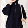 ⁦Reversible Zip-up Knit Cardigan Navy Blue⁩ - الصورة ⁦3⁩