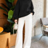 French terry Spanish-style wide-leg pants with cuffed hem White - Imagen 2
