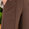 French terry Spanish-style wide-leg pants with cuffed hem Brown - Imagen 4
