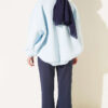 French terry Spanish-style wide-leg pants with cuffed hem Navy Blue – Bild 3