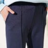 French terry Spanish-style wide-leg pants with cuffed hem Navy Blue – Bild 4