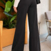 French terry Spanish-style wide-leg pants with cuffed hem Black – Bild 3