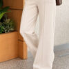 French terry Spanish-style wide-leg pants with cuffed hem Stone