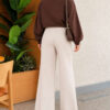 French terry Spanish-style wide-leg pants with cuffed hem Stone – Bild 3
