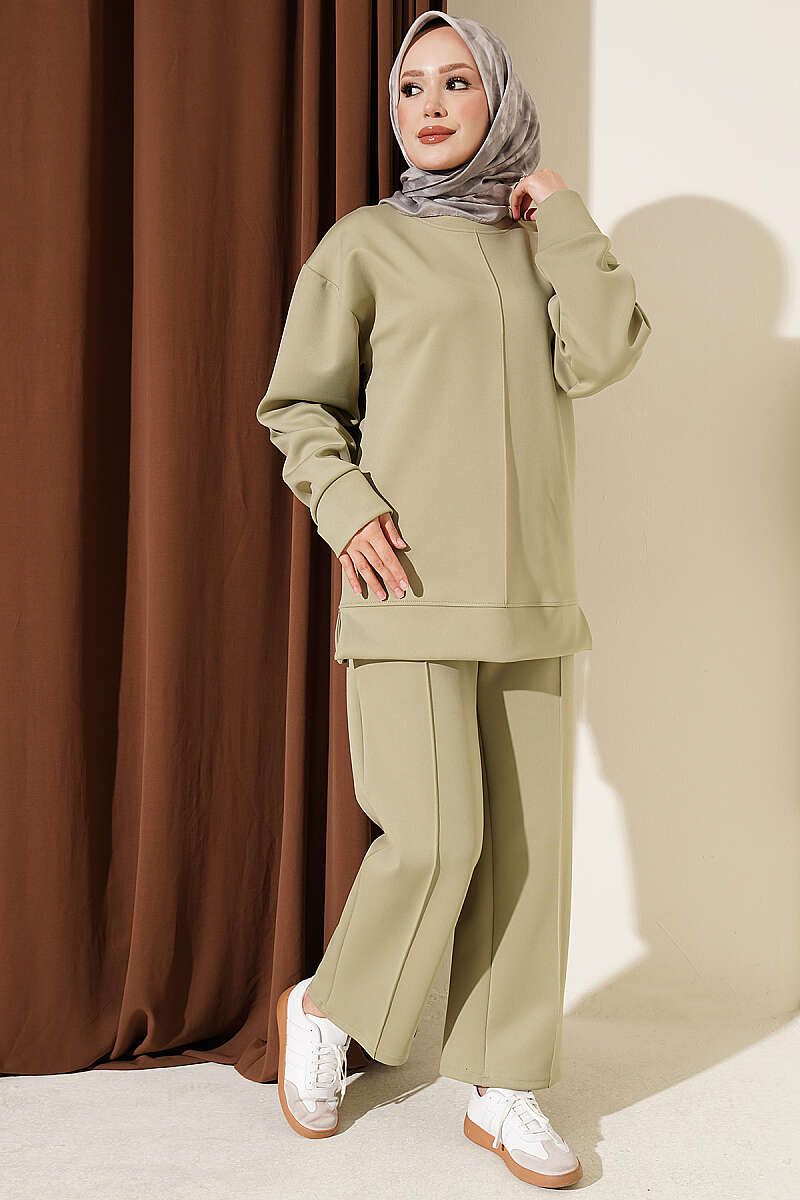 Buttoned Scuba Two-Piece Set Hazel