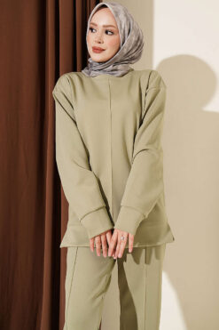 Alternative view of Buttoned Scuba Two-Piece Set Hazel