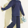 Buttoned Scuba Two-Piece Set Navy Blue