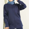 Buttoned Scuba Two-Piece Set Navy Blue - immagine 2