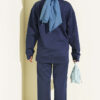 Buttoned Scuba Two-Piece Set Navy Blue - immagine 3