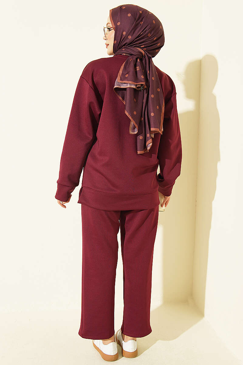 Buttoned Scuba Two-Piece Set Plum - immagine 3