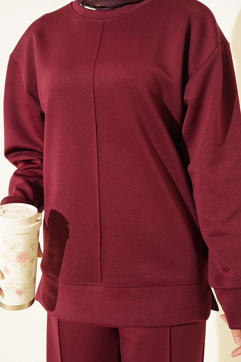 Buttoned Scuba Two-Piece Set Plum - immagine 4