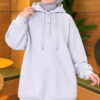 Buttoned Three-Thread Knit Tunic Grey