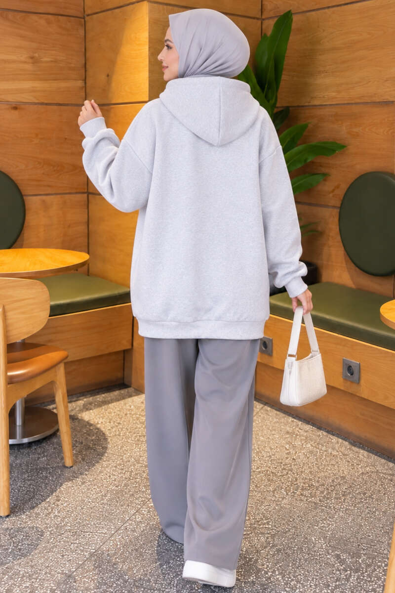 Buttoned Three-Thread Knit Tunic Grey - Imagen 4