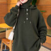 Buttoned Three-Thread Knit Tunic Khaki - Imagen 3