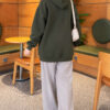 Buttoned Three-Thread Knit Tunic Khaki - Imagen 4