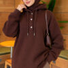 Buttoned Three-Thread Knit Tunic Brown
