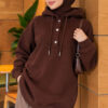 Buttoned Three-Thread Knit Tunic Brown – Bild 3