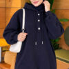 ⁦Buttoned Three-Thread Knit Tunic Navy Blue⁩ - الصورة ⁦3⁩