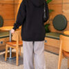 Buttoned Three-Thread Knit Tunic Black - الصورة 4