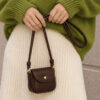 Mini Shoulder Bag with Snap Fasteners Dark Brown