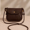 Mini Shoulder Bag with Snap Fasteners Dark Brown – Image 2