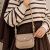 Mini Shoulder Bag with Snap Fasteners Beige