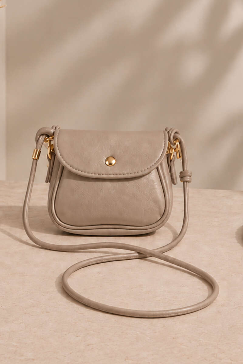 Mini Shoulder Bag with Snap Fasteners Beige - الصورة 2