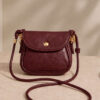 Mini Shoulder Bag with Snap Fasteners Burgundy - الصورة 2