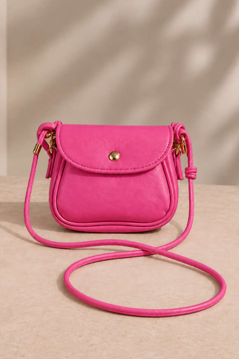 Mini Shoulder Bag with Snap Fasteners Fuchsia - immagine 2