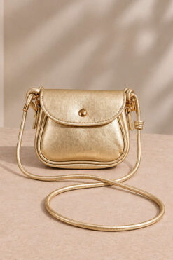 Alternative view of Mini Shoulder Bag with Snap Fasteners Gold