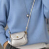Mini Shoulder Bag with Snap Fasteners Silver