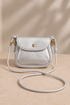 Alternative view of Mini Shoulder Bag with Snap Fasteners Silver