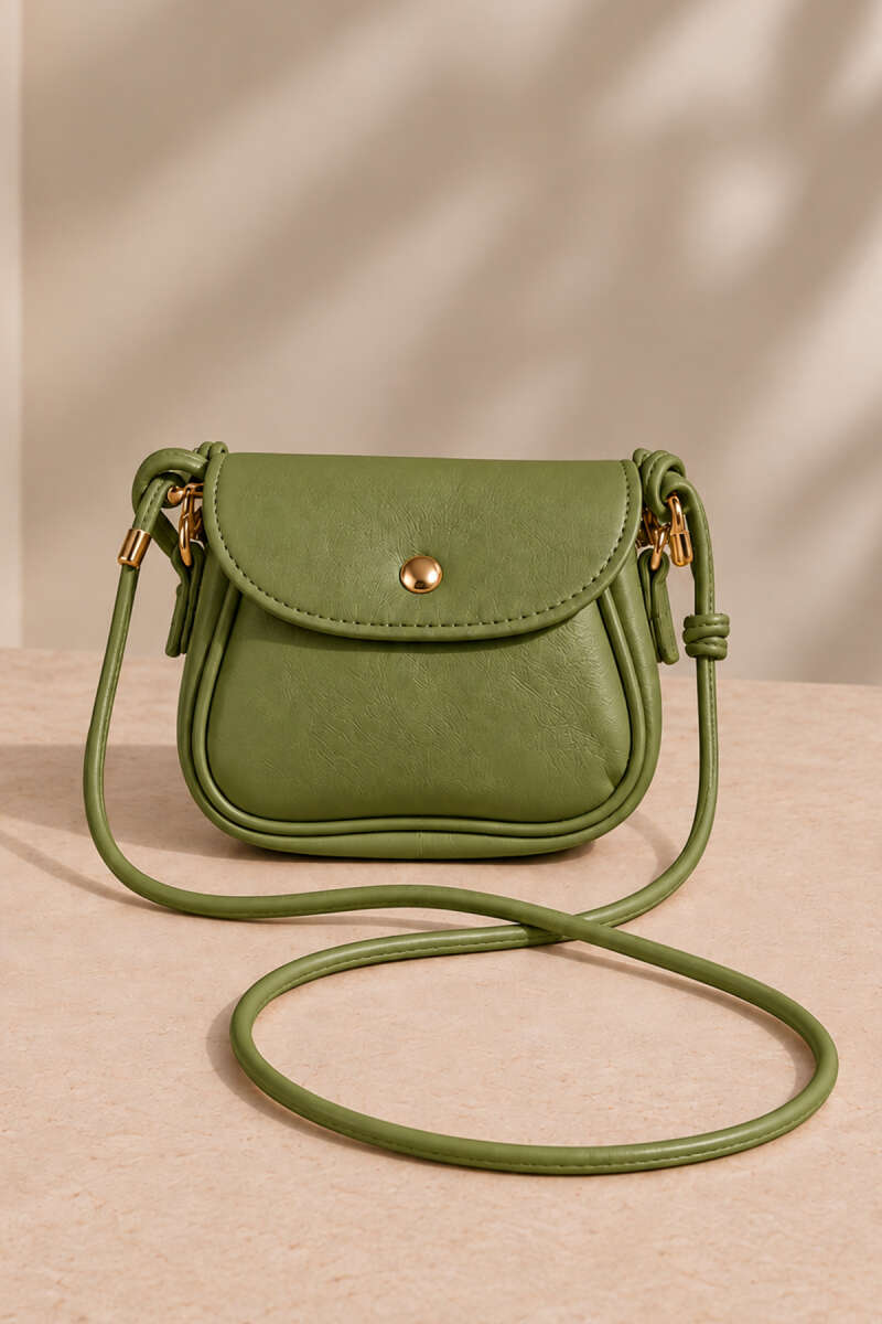 Mini Shoulder Bag with Snap Fasteners Khaki - Imagen 2