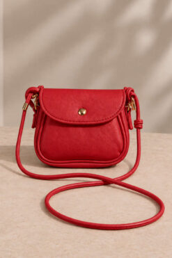 Alternative view of Mini Shoulder Bag with Snap Fasteners Red